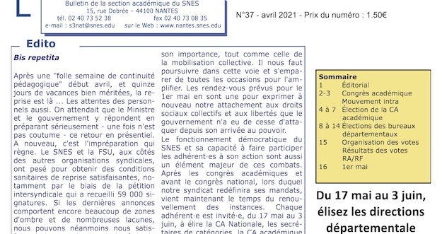 SNES Pays de la Loire n° 37